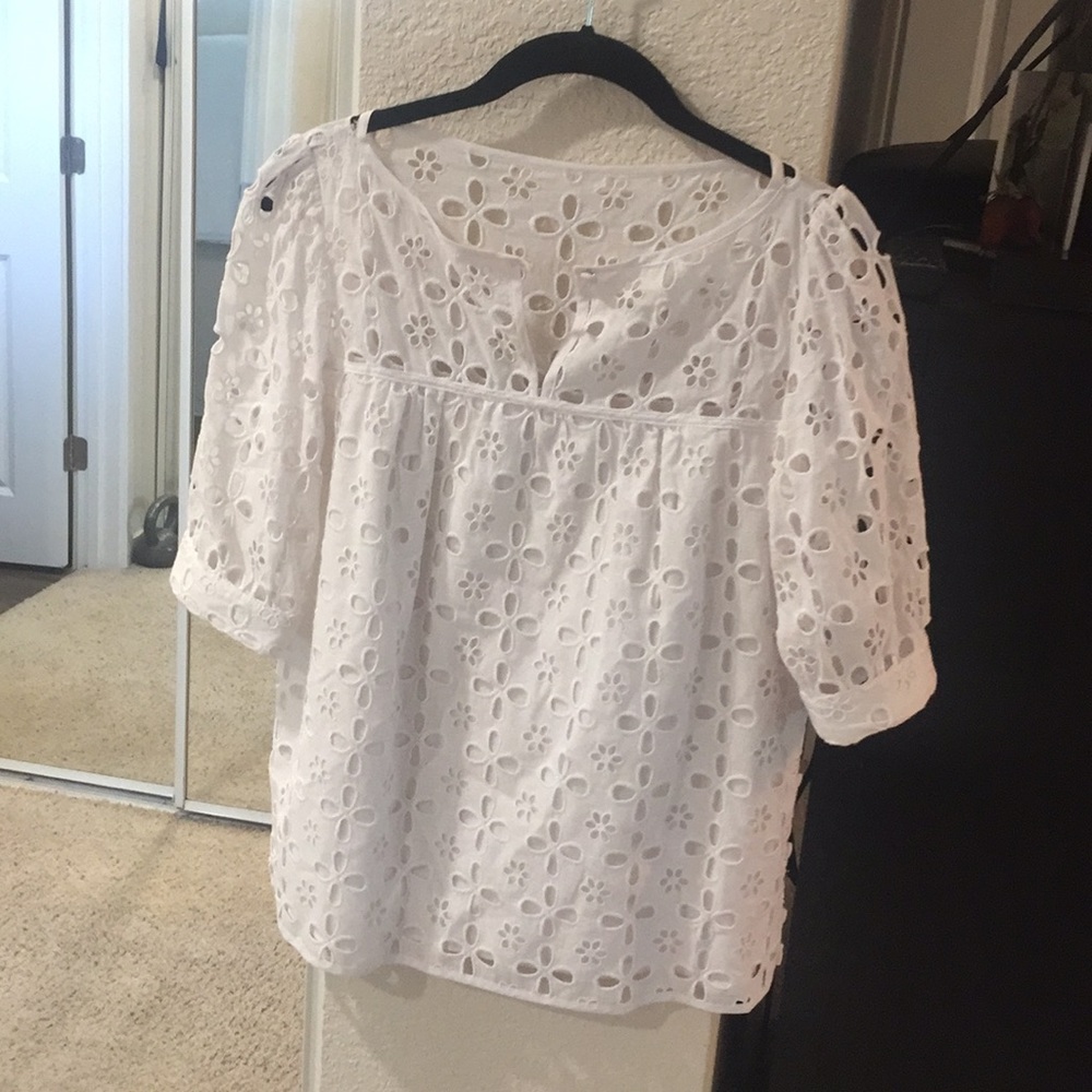 Milly of New York Floral Cotton Eyelet Top